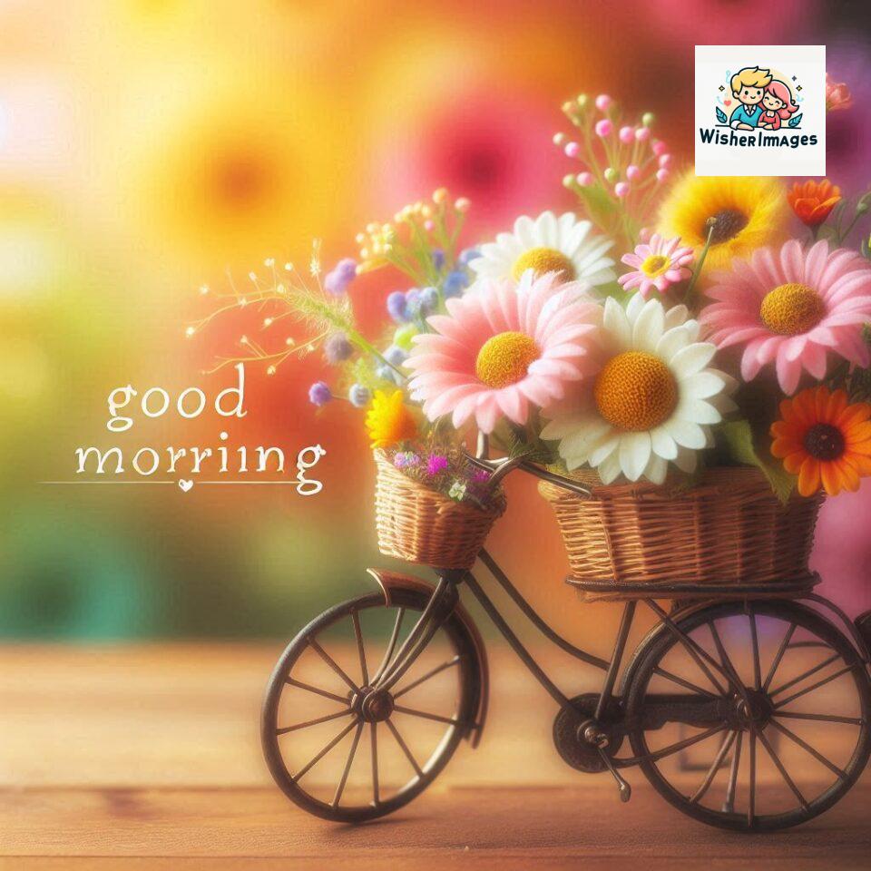 free good morning images for whatsapp miniature bicycle with flowers good morning sunrise jpg ()