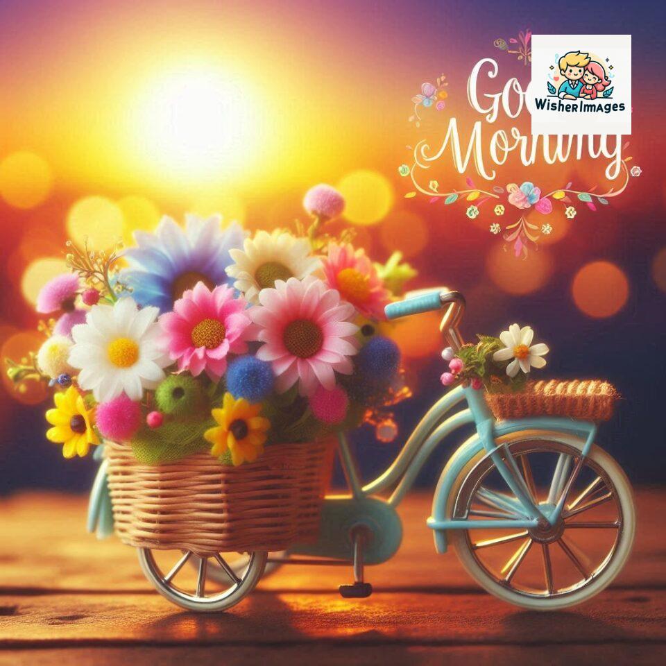 free good morning images for whatsapp miniature bicycle with flowers good morning sunrise jpg ()