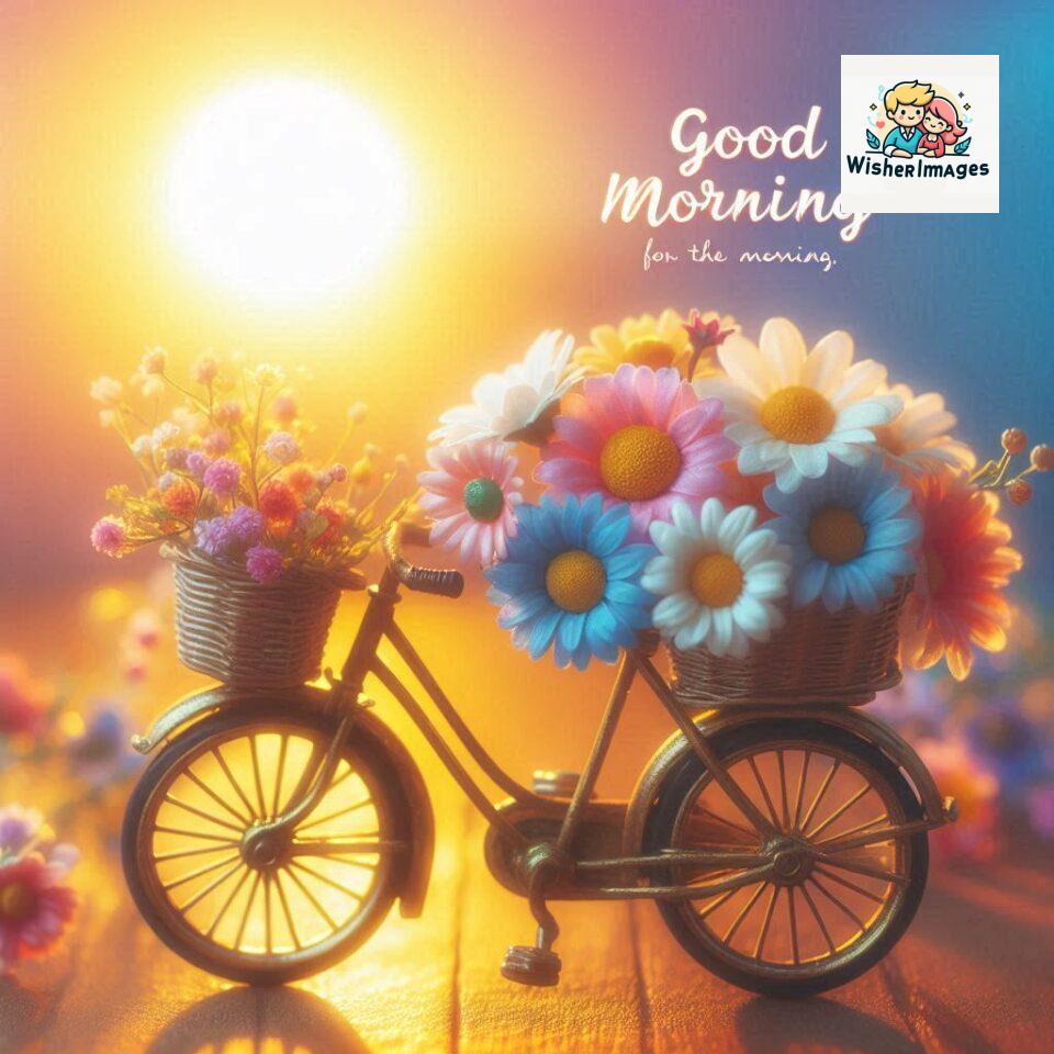 free good morning images for whatsapp miniature bicycle with flowers good morning sunrise jpg ()