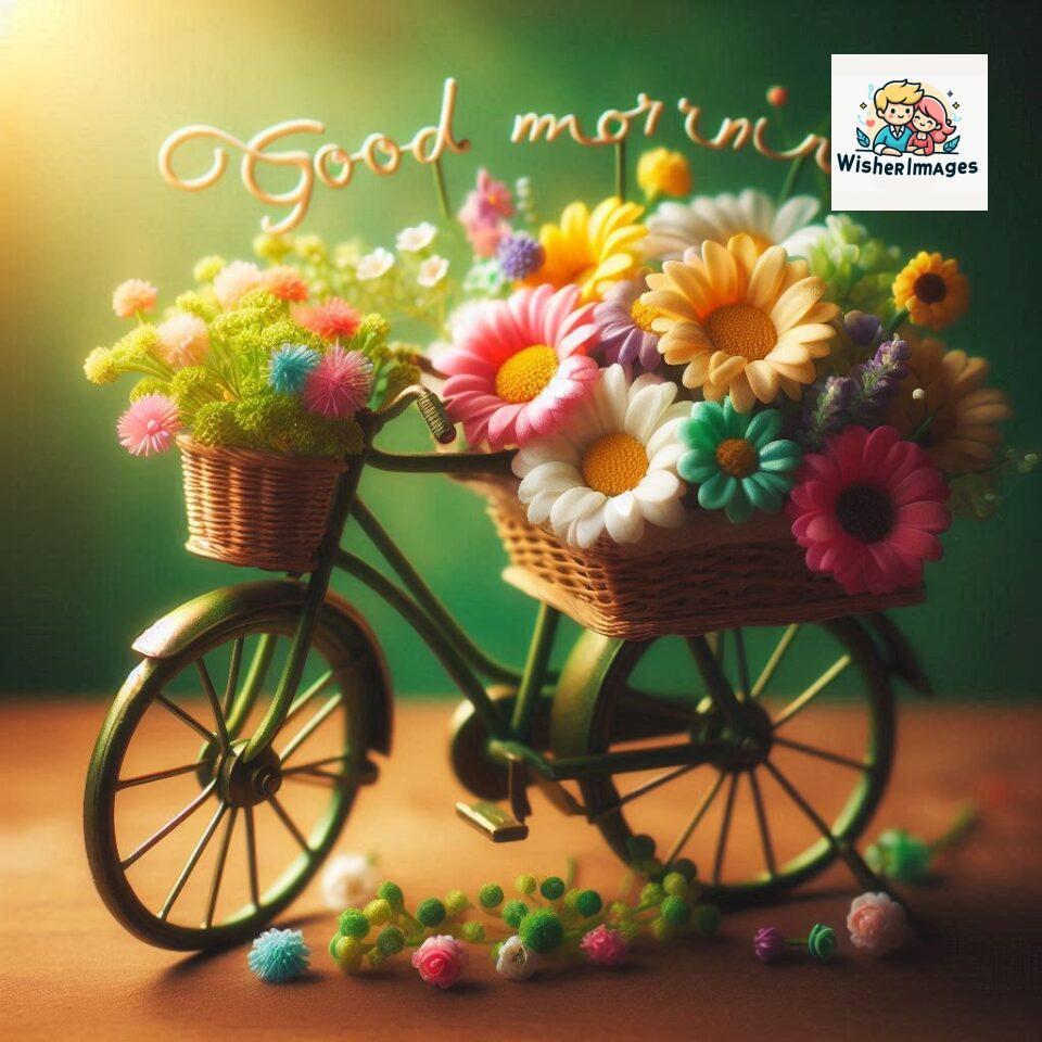 free good morning images for whatsapp miniature bicycle with flowers good morning sunrise jpg ()