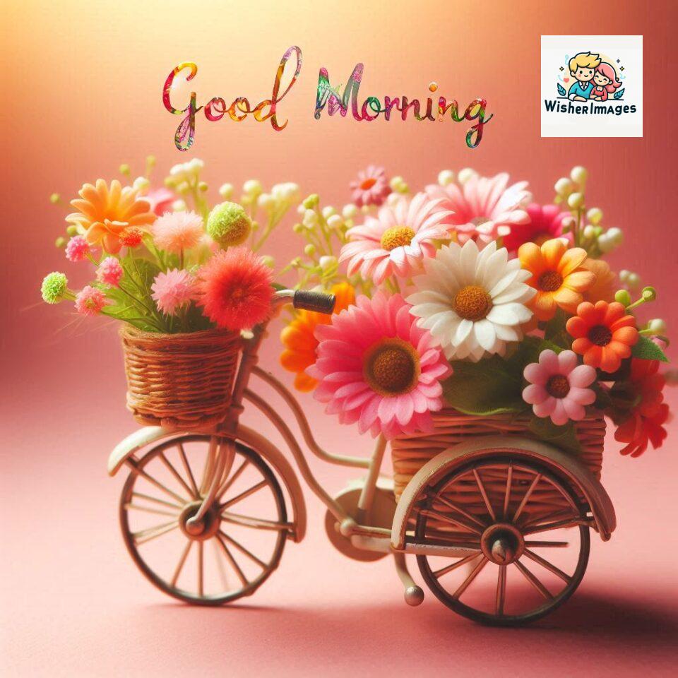 free good morning images for whatsapp miniature bicycle with flowers good morning sunrise jpg ()