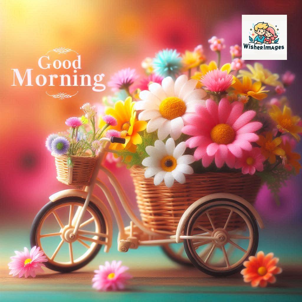 free good morning images for whatsapp miniature bicycle with flowers good morning sunrise jpg ()