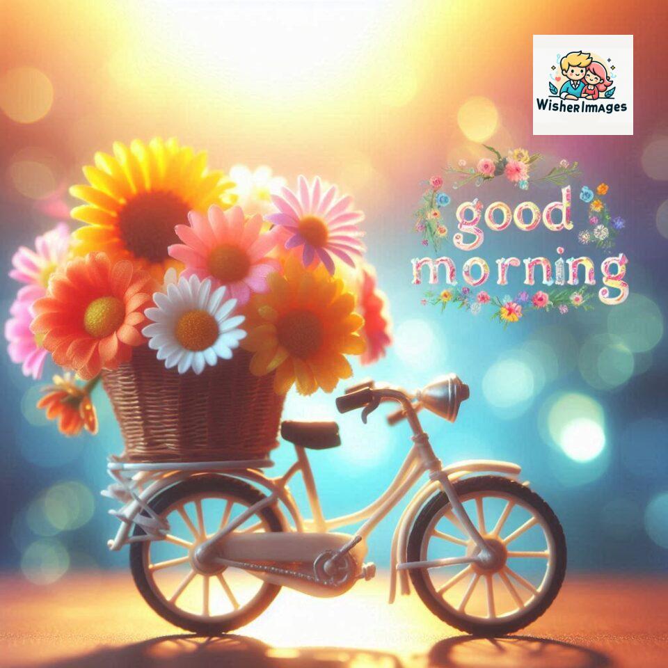 free good morning images for whatsapp miniature bicycle with flowers good morning sunrise jpg ()