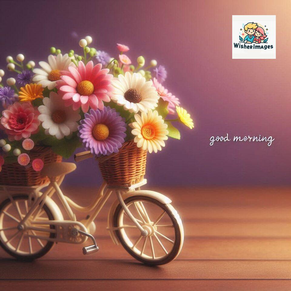 free good morning images for whatsapp miniature bicycle with flowers good morning sunrise jpg ()