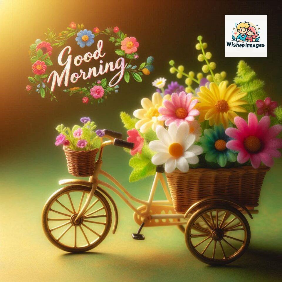 free good morning images for whatsapp miniature bicycle with flowers good morning sunrise jpg ()