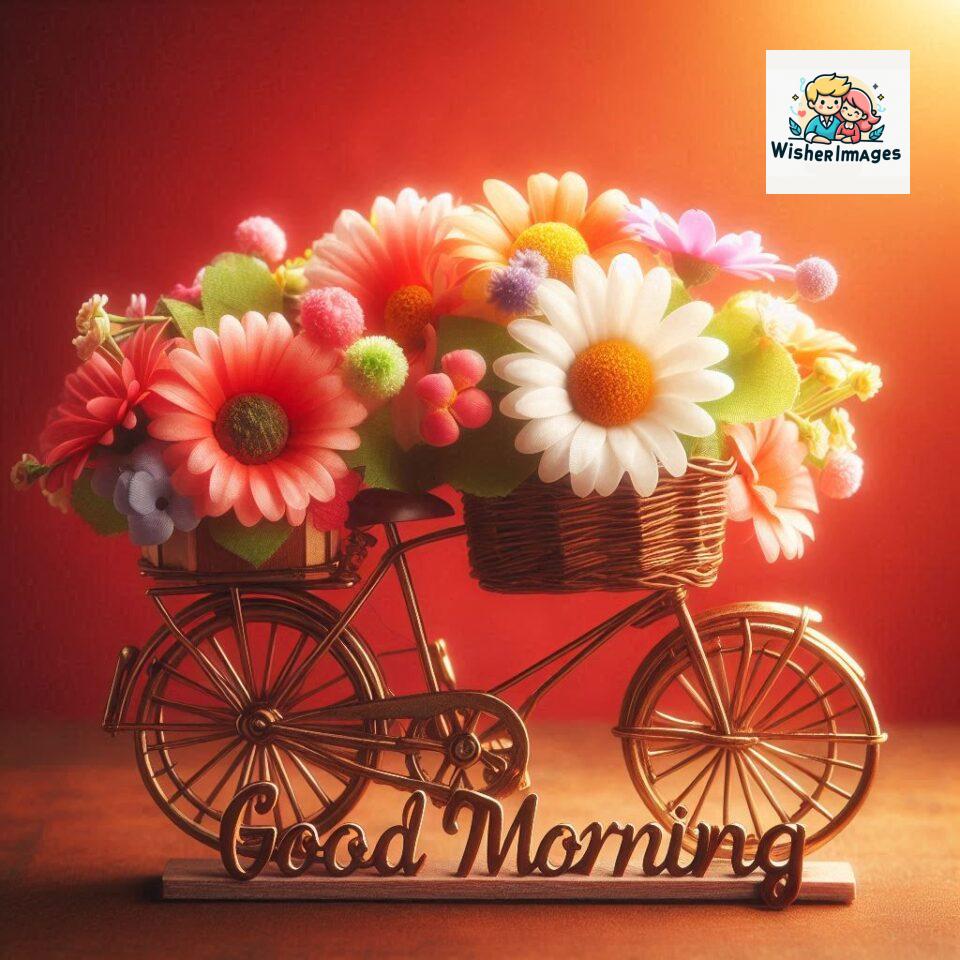 free good morning images for whatsapp miniature bicycle with flowers good morning sunrise jpg ()