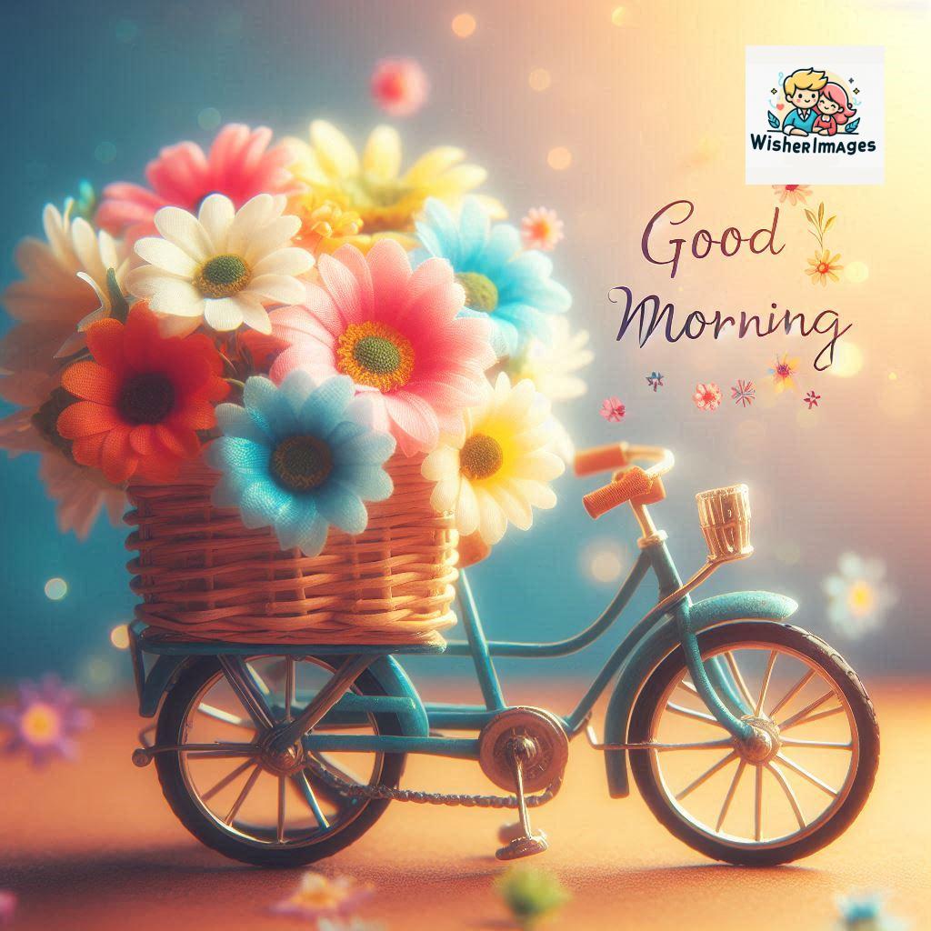 free good morning images for whatsapp miniature bicycle with flowers good morning sunrise jpg ()