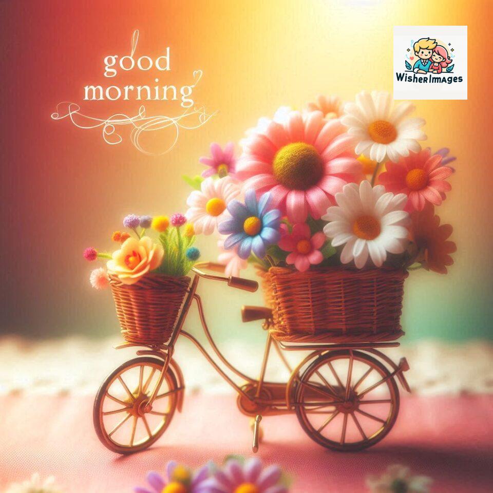 free good morning images for whatsapp miniature bicycle with flowers good morning sunrise jpg ()