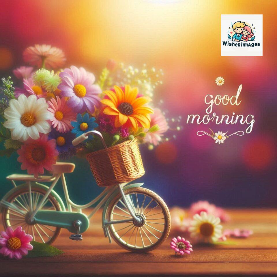 free good morning images for whatsapp miniature bicycle with flowers good morning sunrise jpg ()