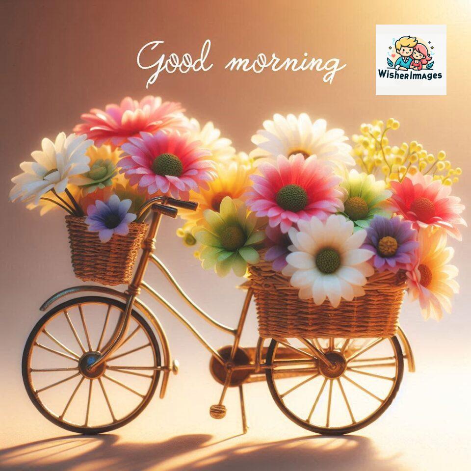 free good morning images for whatsapp miniature bicycle with flowers good morning sunrise jpg ()