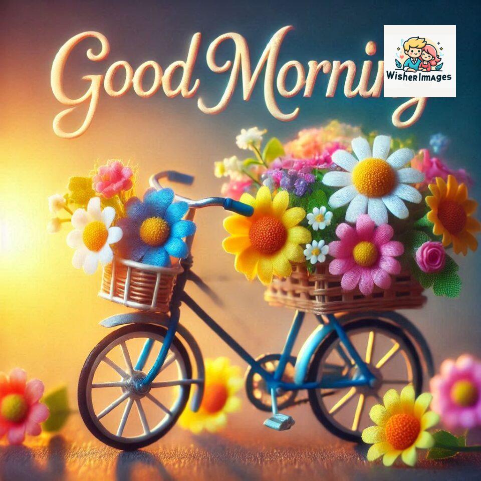 free good morning images for whatsapp miniature bicycle with flowers good morning sunrise jpg ()