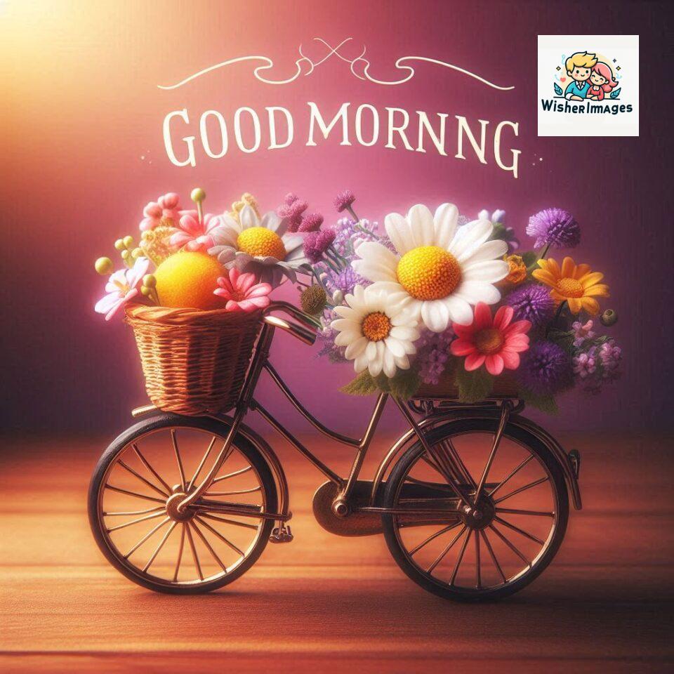 free good morning images for whatsapp miniature bicycle with flowers good morning sunrise jpg ()