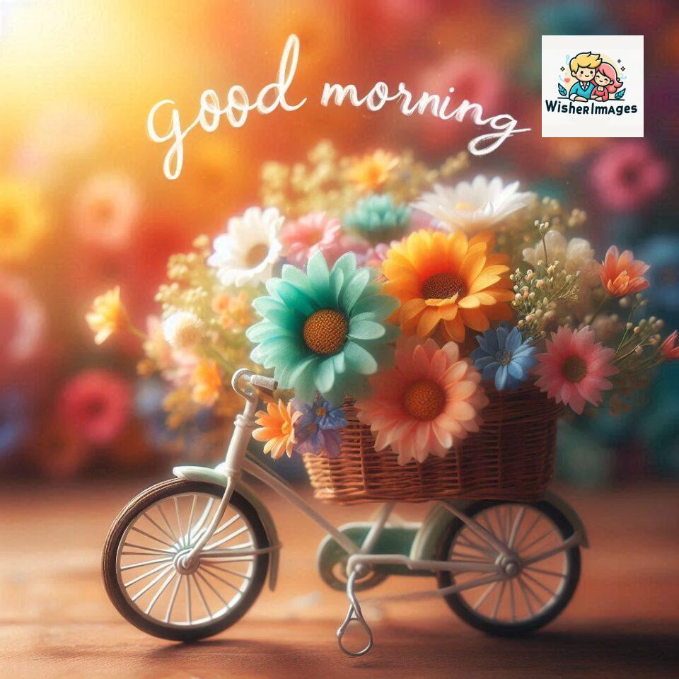 free good morning images for whatsapp miniature bicycle with flowers good morning sunrise jpg ()