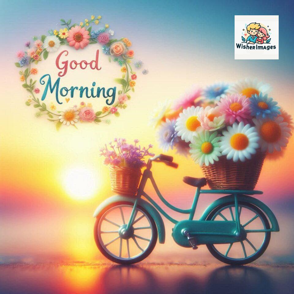 free good morning images for whatsapp miniature bicycle with flowers good morning sunrise jpg ()