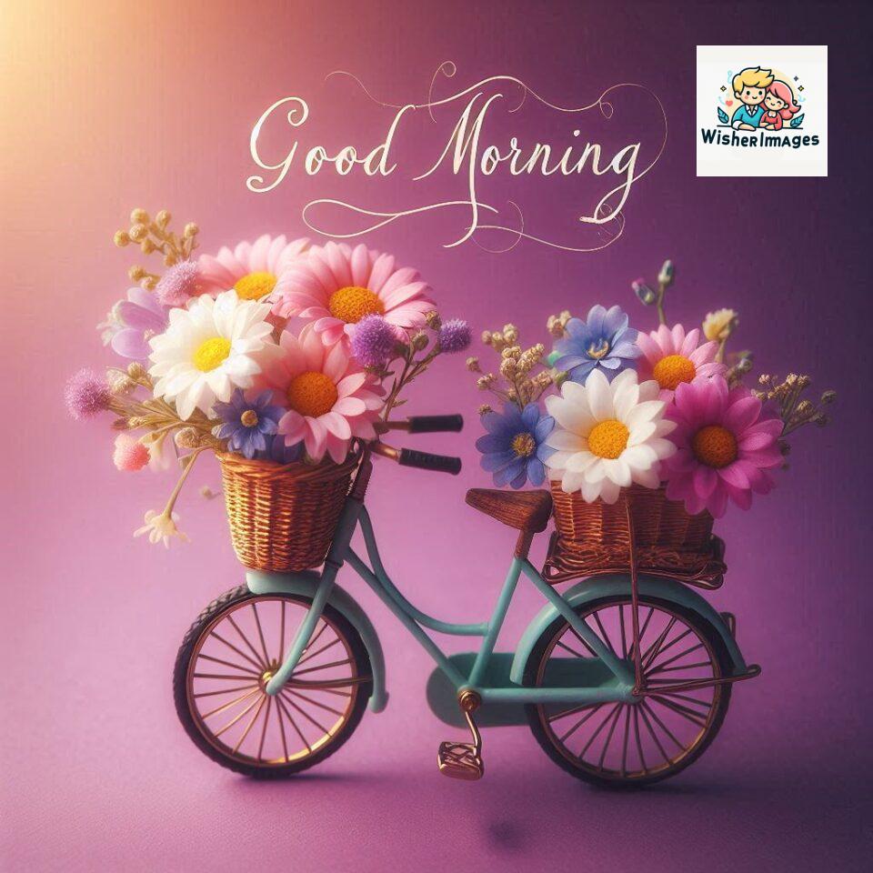 free good morning images for whatsapp miniature bicycle with flowers good morning sunrise jpg ()