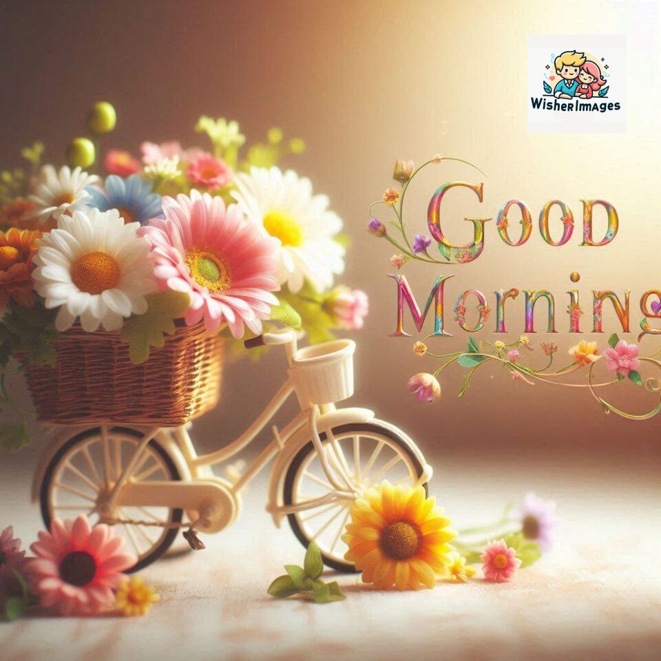 free good morning images for whatsapp miniature bicycle with flowers good morning sunrise jpg ()