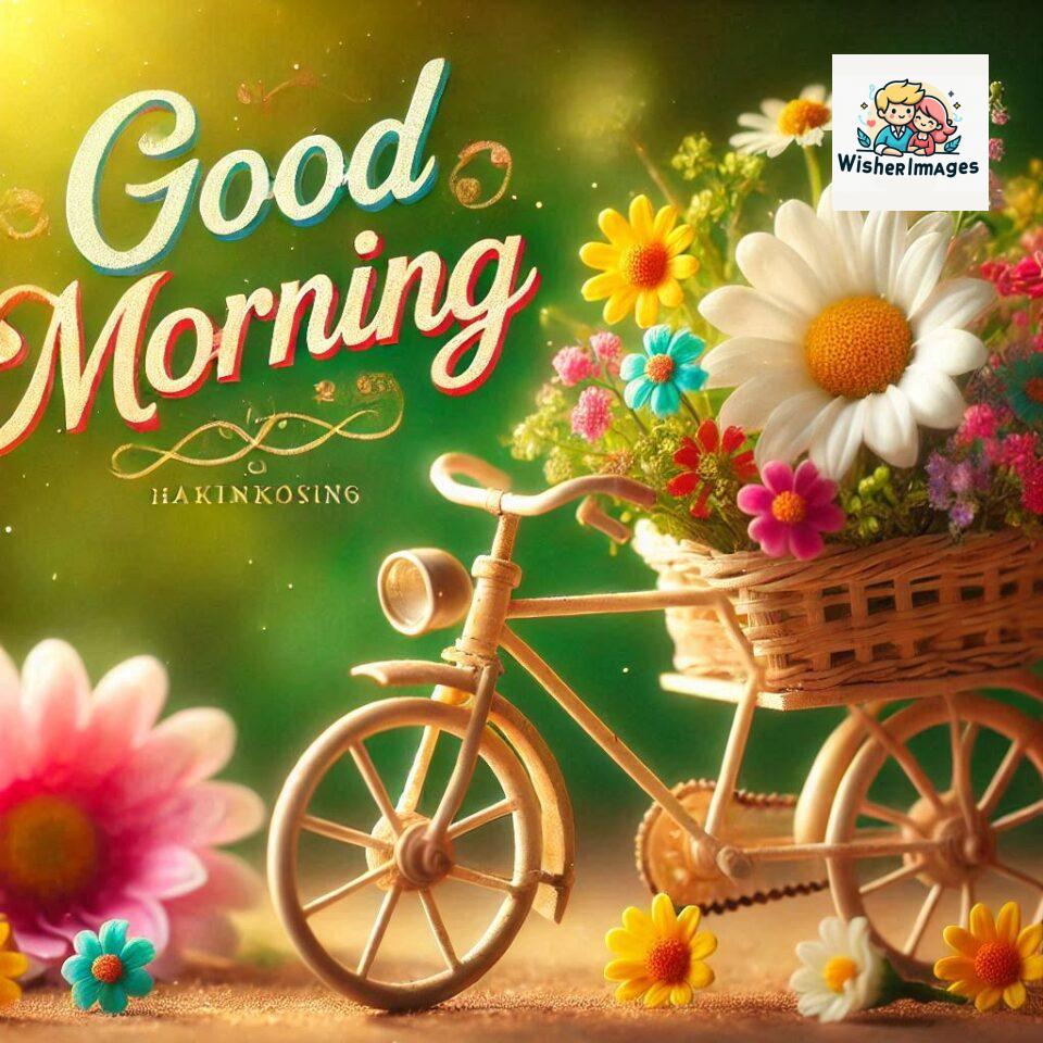 free good morning images for whatsapp miniature bicycle with flowers good morning sunrise jpg ()