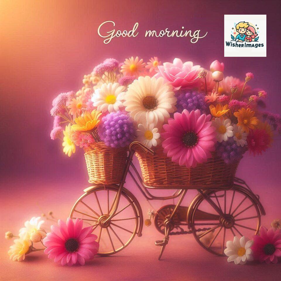 free good morning images for whatsapp miniature bicycle with flowers good morning sunrise jpg ()