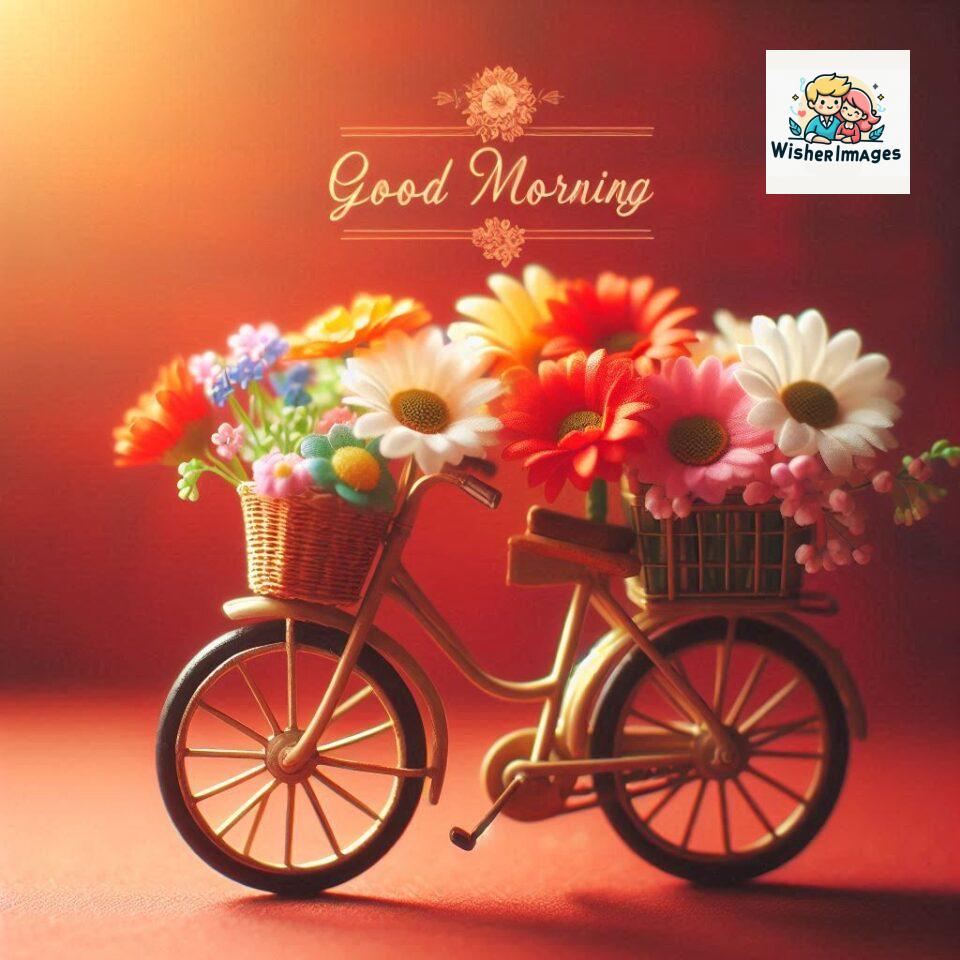 free good morning images for whatsapp miniature bicycle with flowers good morning sunrise jpg ()