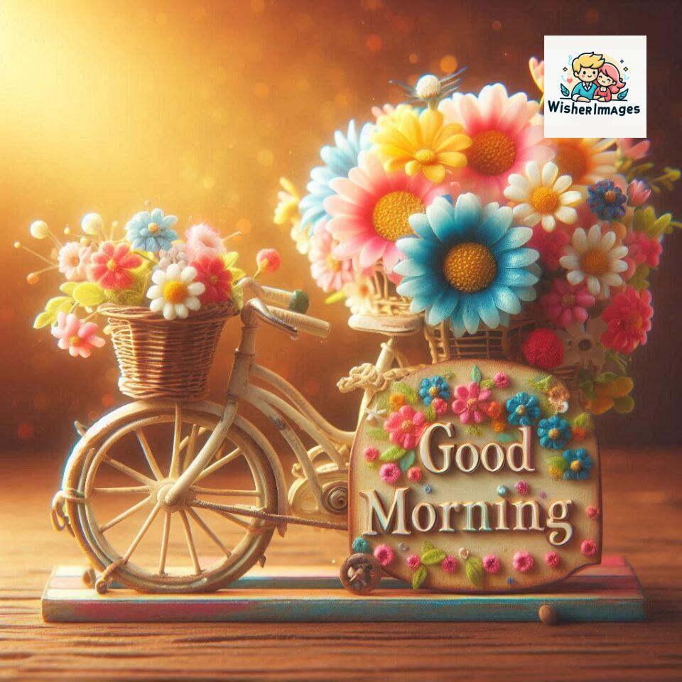 free good morning images for whatsapp miniature bicycle with flowers good morning sunrise jpg ()