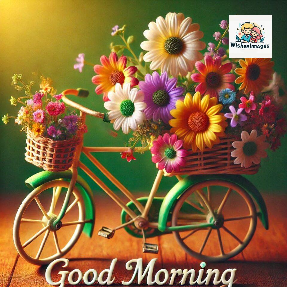 free good morning images for whatsapp miniature bicycle with flowers good morning sunrise jpg ()