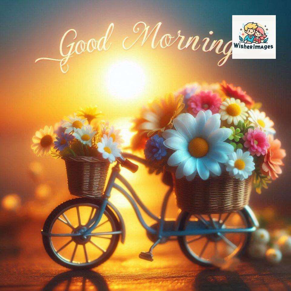 free good morning images for whatsapp miniature bicycle with flowers good morning sunrise jpg ()