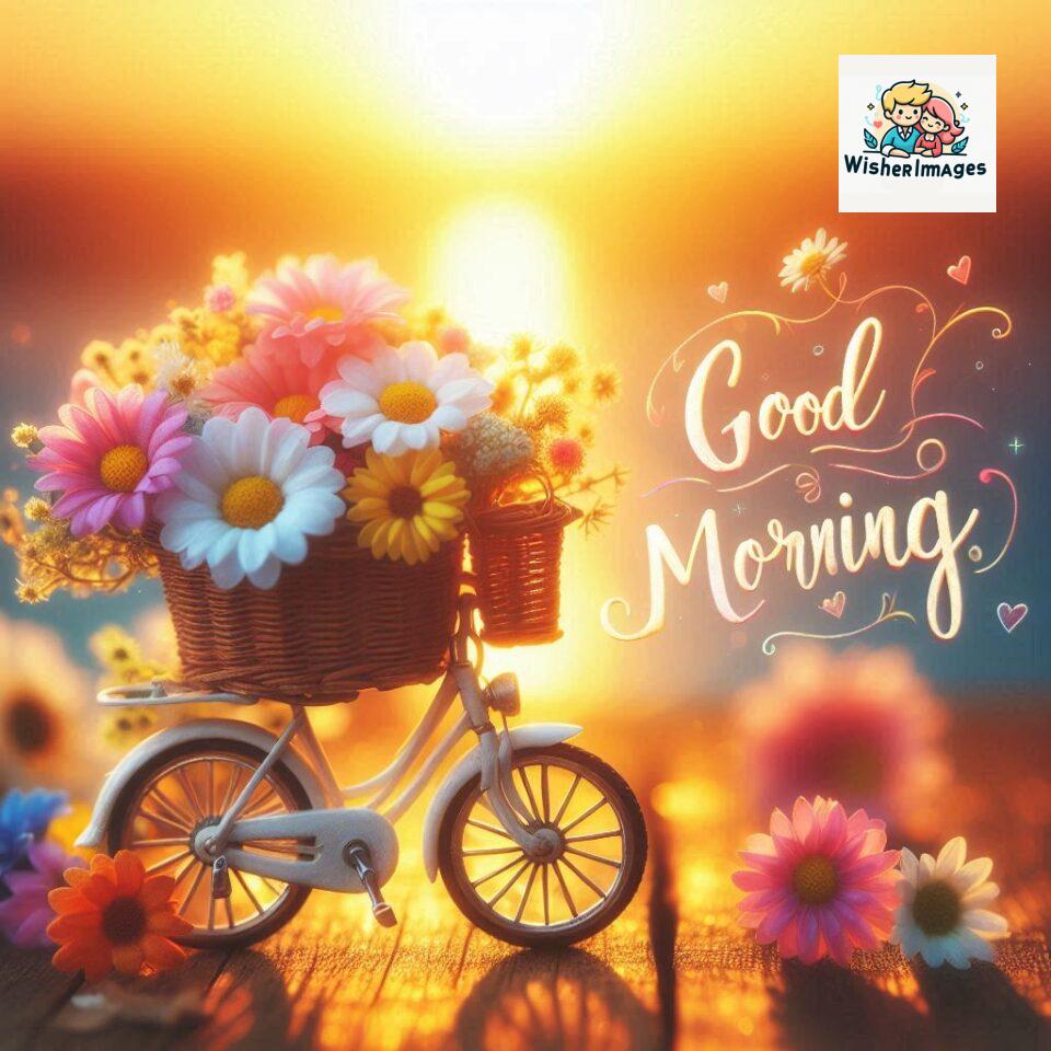 free good morning images for whatsapp miniature bicycle with flowers good morning sunrise jpg ()