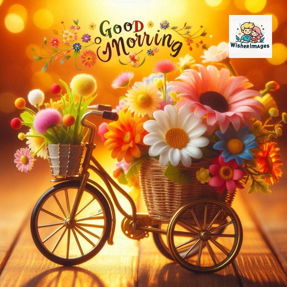 free good morning images for whatsapp miniature bicycle with flowers good morning sunrise jpg ()