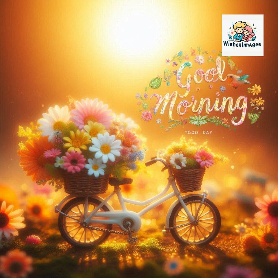 free good morning images for whatsapp miniature bicycle with flowers good morning sunrise jpg ()