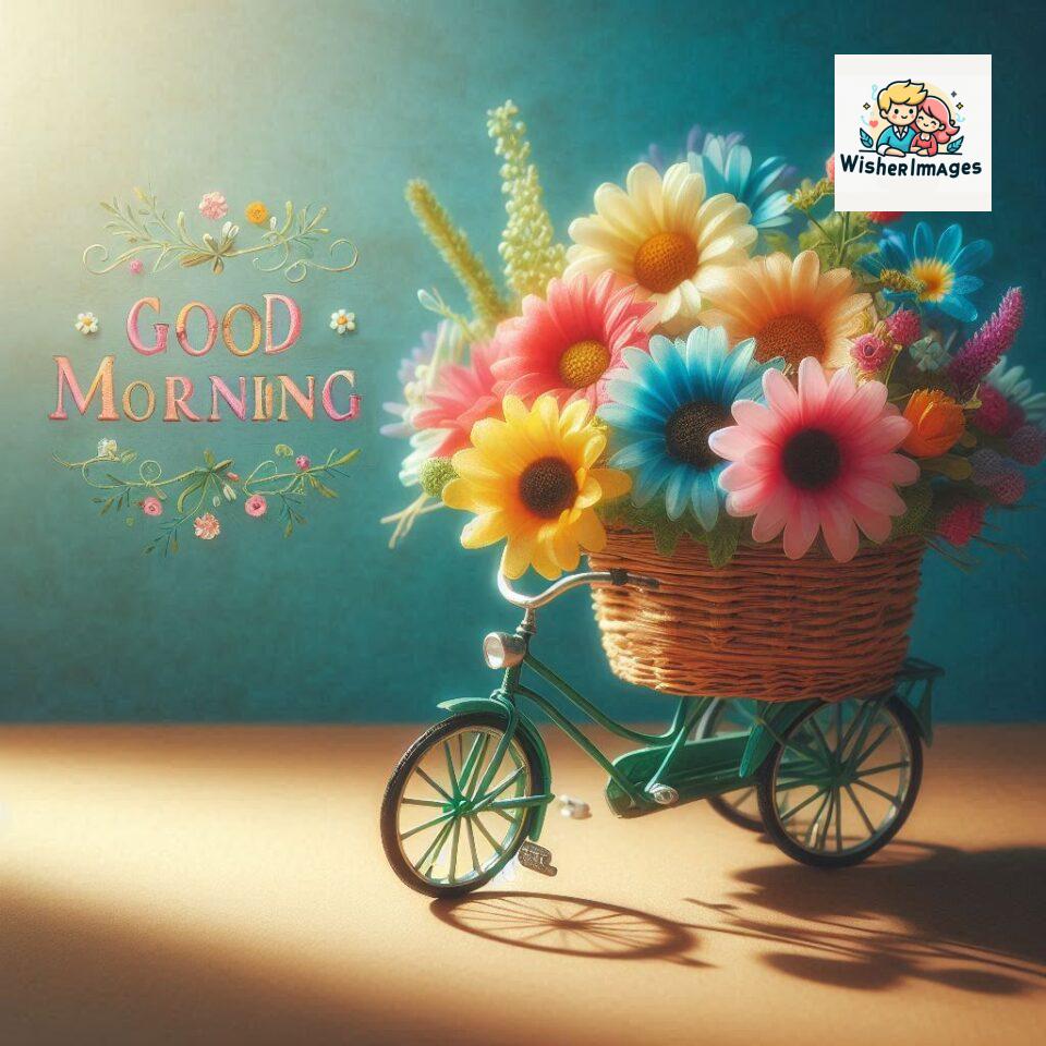 free good morning images for whatsapp miniature bicycle with flowers good morning sunrise jpg ()