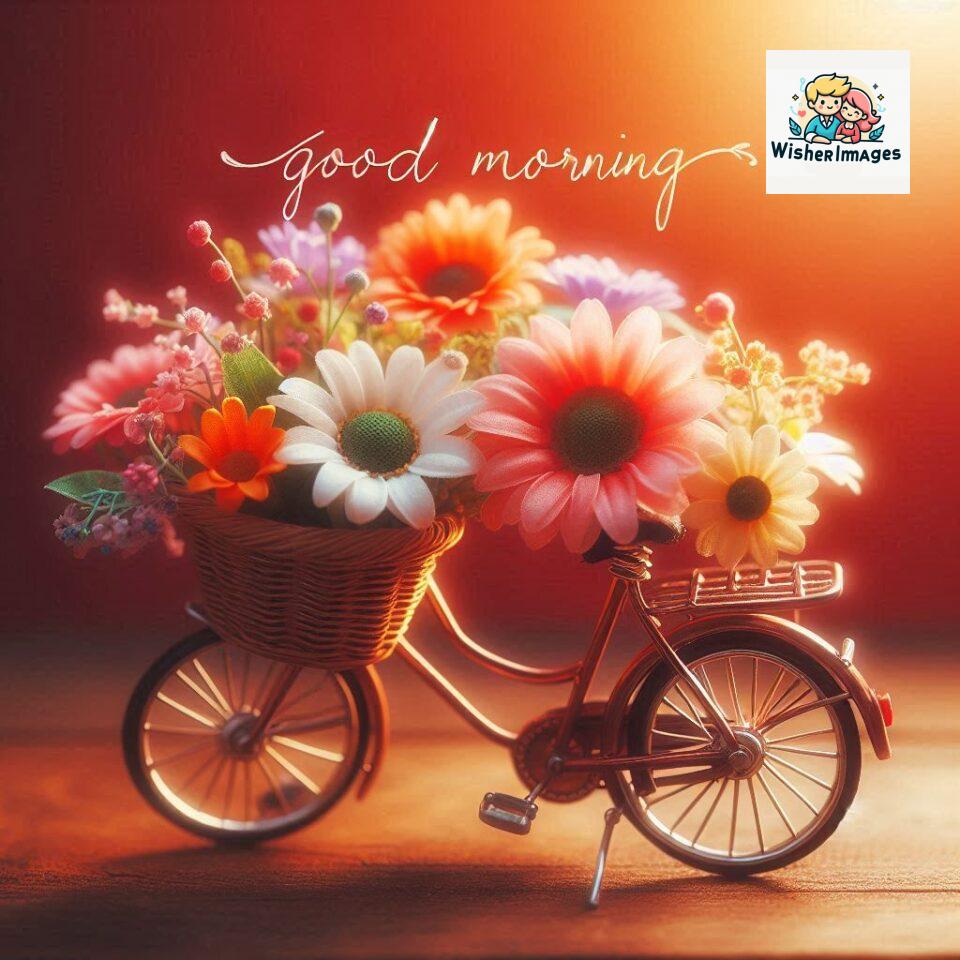 free good morning images for whatsapp miniature bicycle with flowers good morning sunrise jpg ()