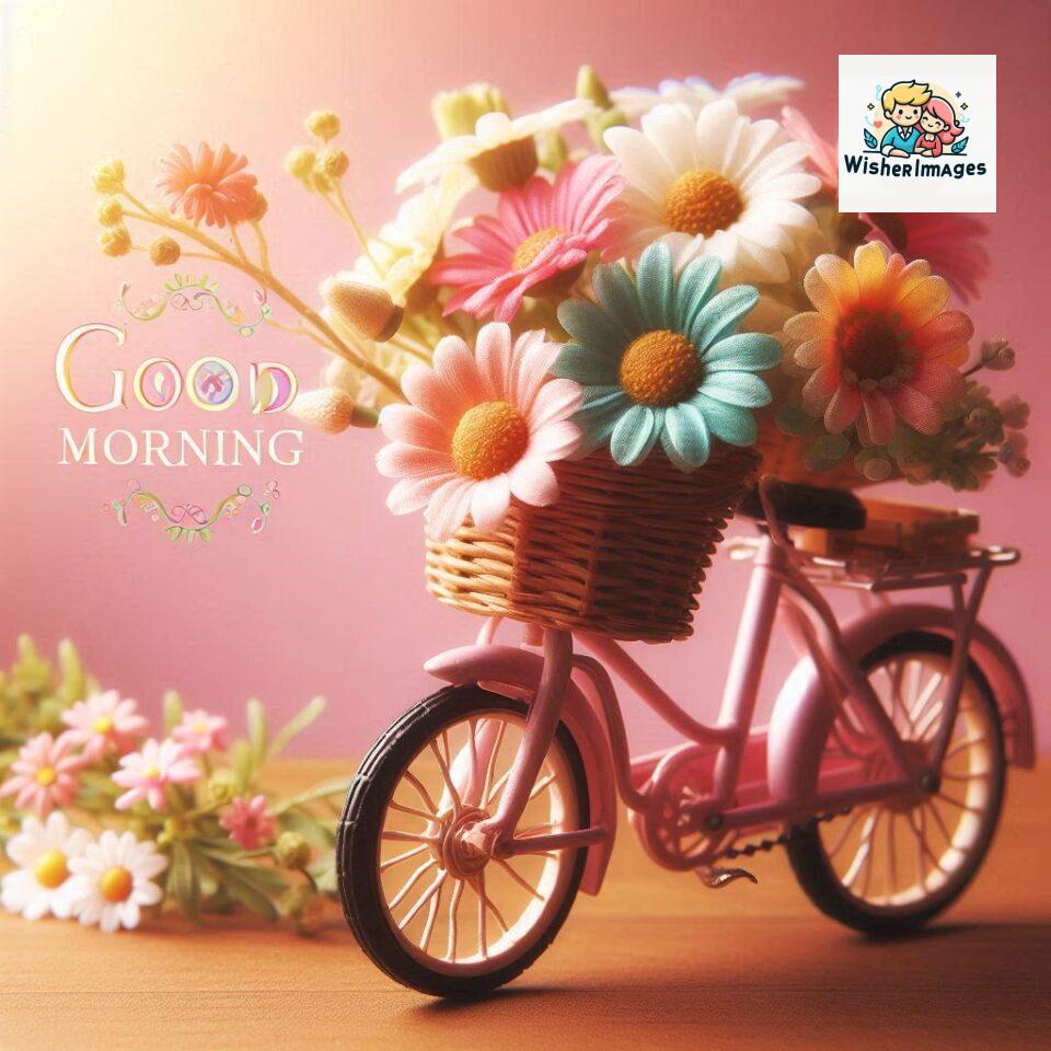 free good morning images for whatsapp miniature bicycle with flowers good morning sunrise jpg ()