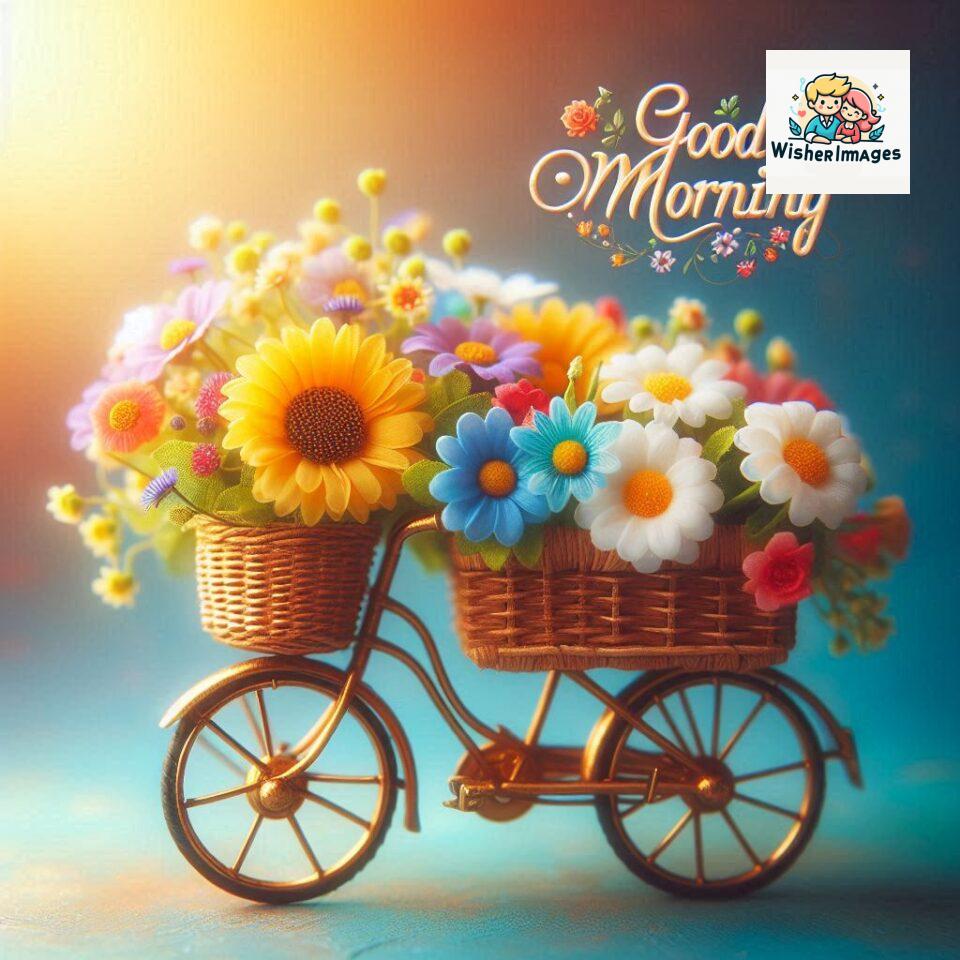 free good morning images for whatsapp miniature bicycle with flowers good morning sunrise jpg ()