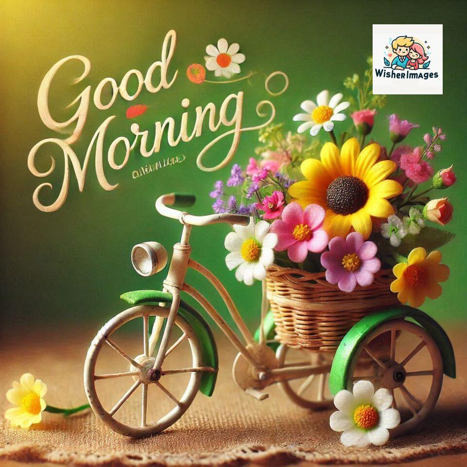 free good morning images for whatsapp miniature bicycle with flowers good morning sunrise jpg ()