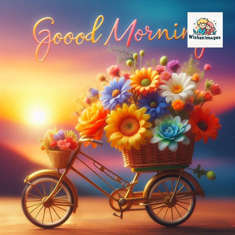 free good morning images for whatsapp miniature bicycle with flowers good morning sunrise jpg ()