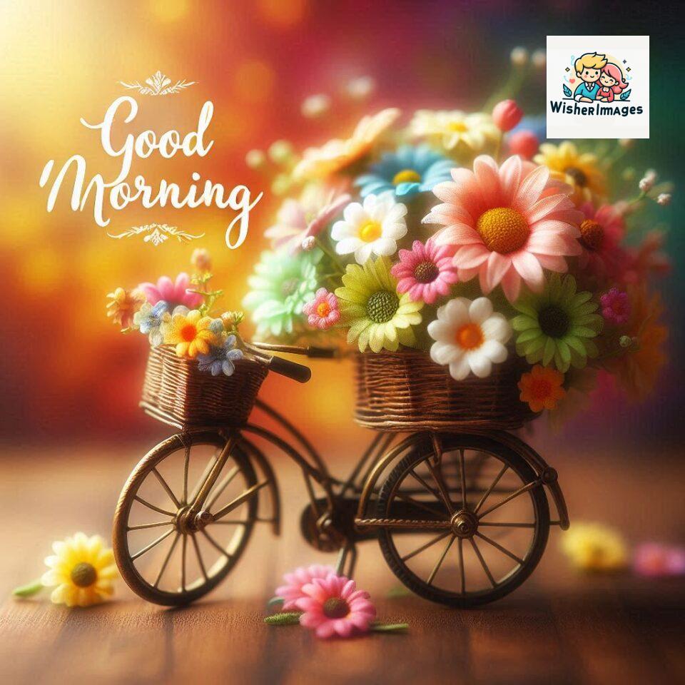 free good morning images for whatsapp miniature bicycle with flowers good morning sunrise jpg ()