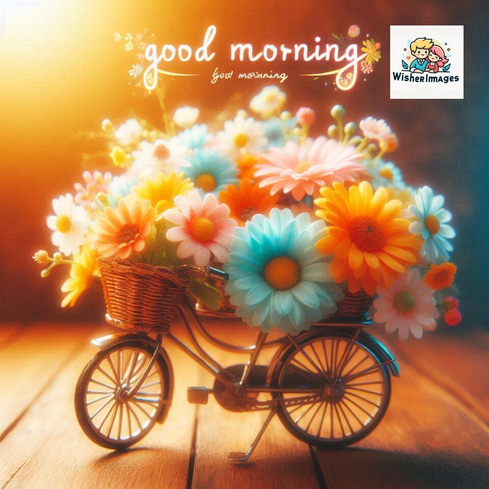 free good morning images for whatsapp miniature bicycle with flowers good morning sunrise jpg ()