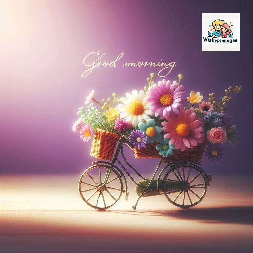 free good morning images for whatsapp miniature bicycle with flowers good morning sunrise jpg ()