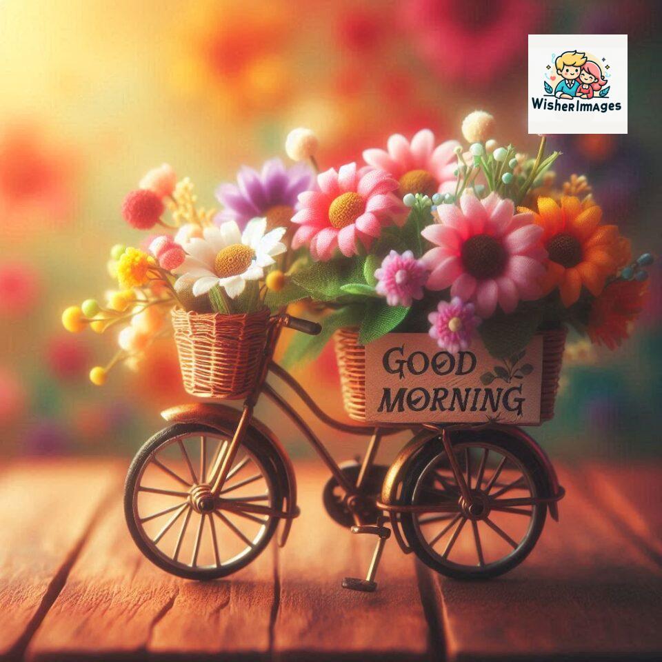 free good morning images for whatsapp miniature bicycle with flowers good morning sunrise jpg ()