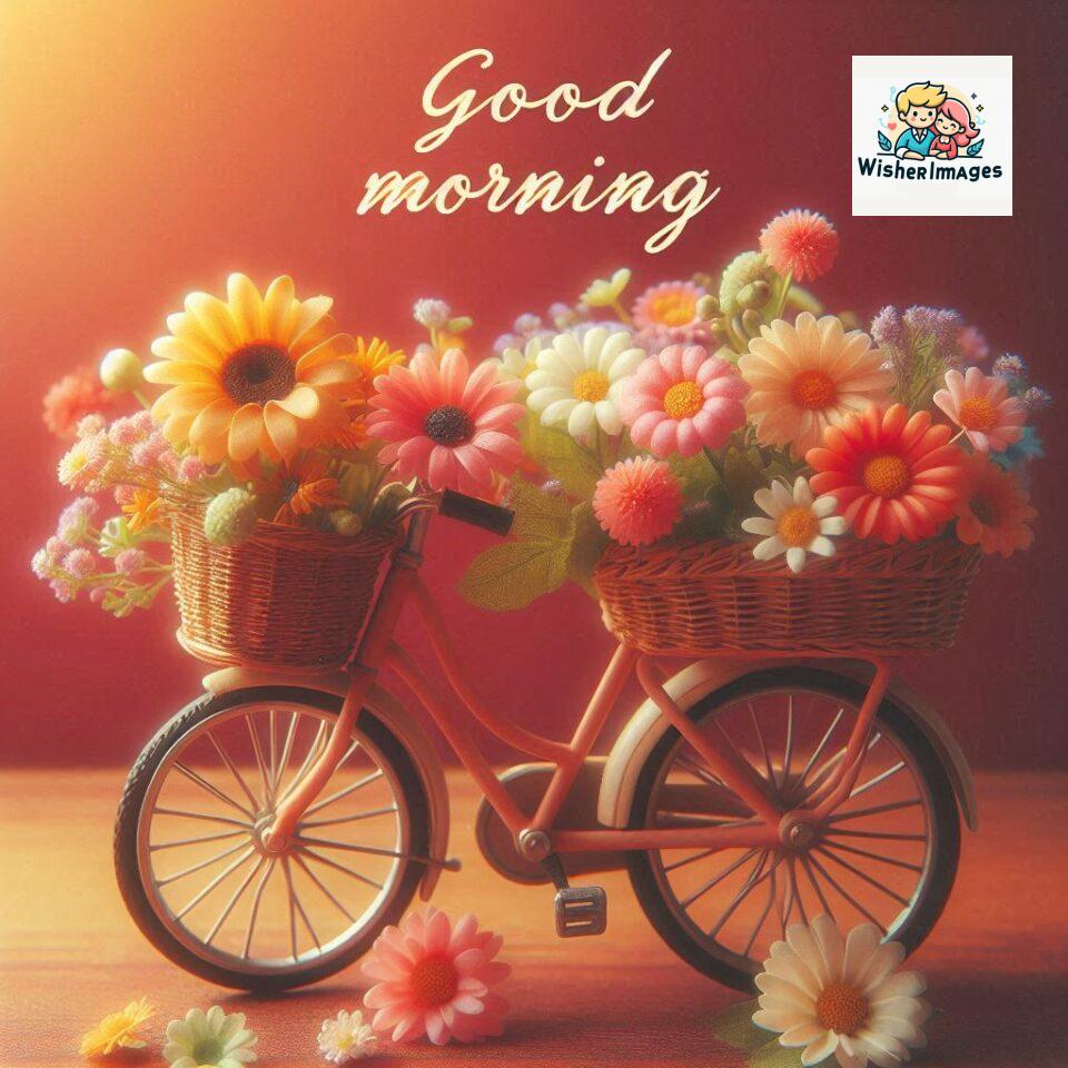 free good morning images for whatsapp miniature bicycle with flowers good morning sunrise jpg ()