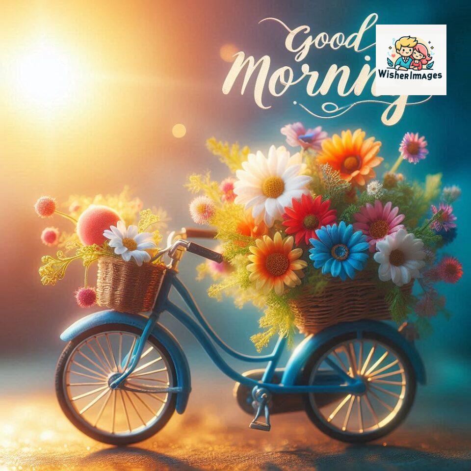 free good morning images for whatsapp miniature bicycle with flowers good morning sunrise jpg ()