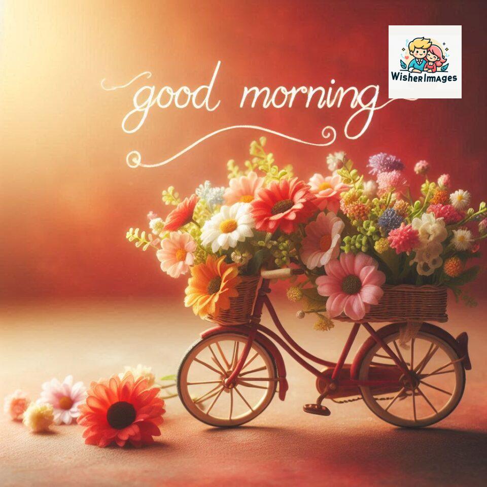 free good morning images for whatsapp miniature bicycle with flowers good morning sunrise jpg ()