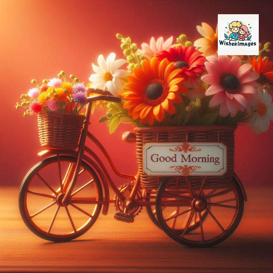 free good morning images for whatsapp miniature bicycle with flowers good morning sunrise jpg ()