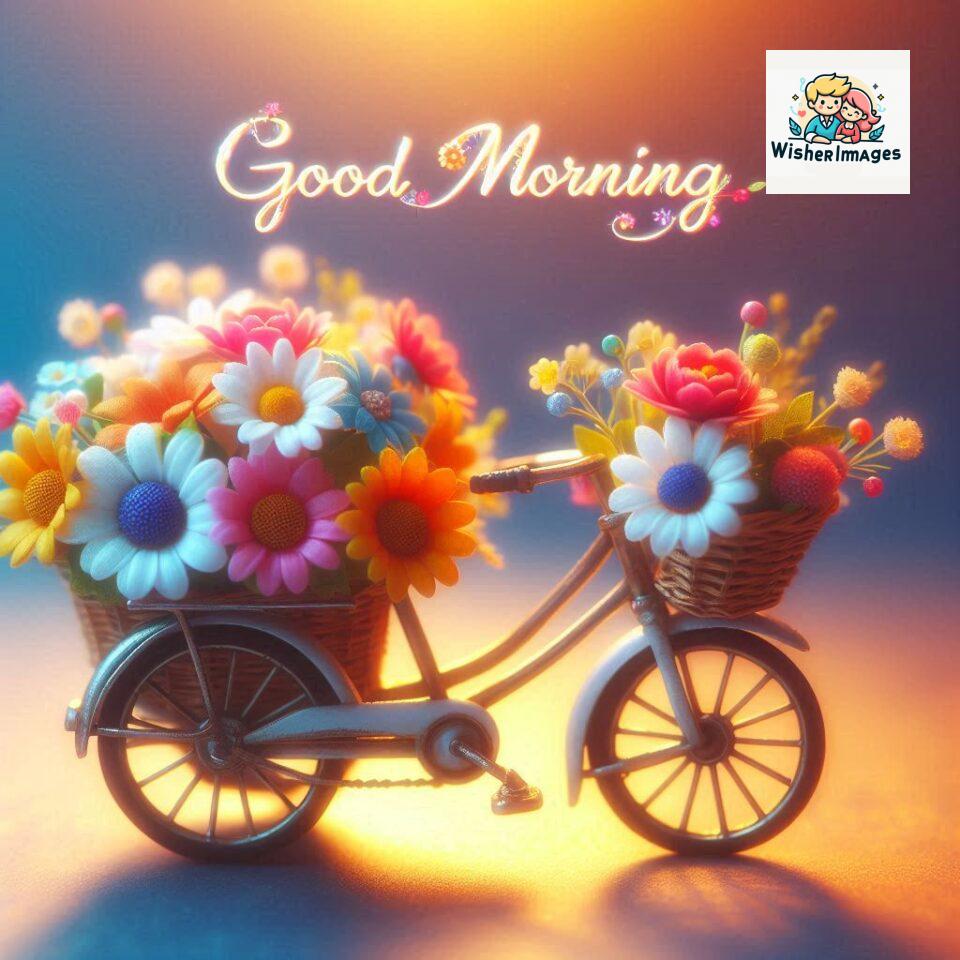 free good morning images for whatsapp miniature bicycle with flowers good morning sunrise jpg ()