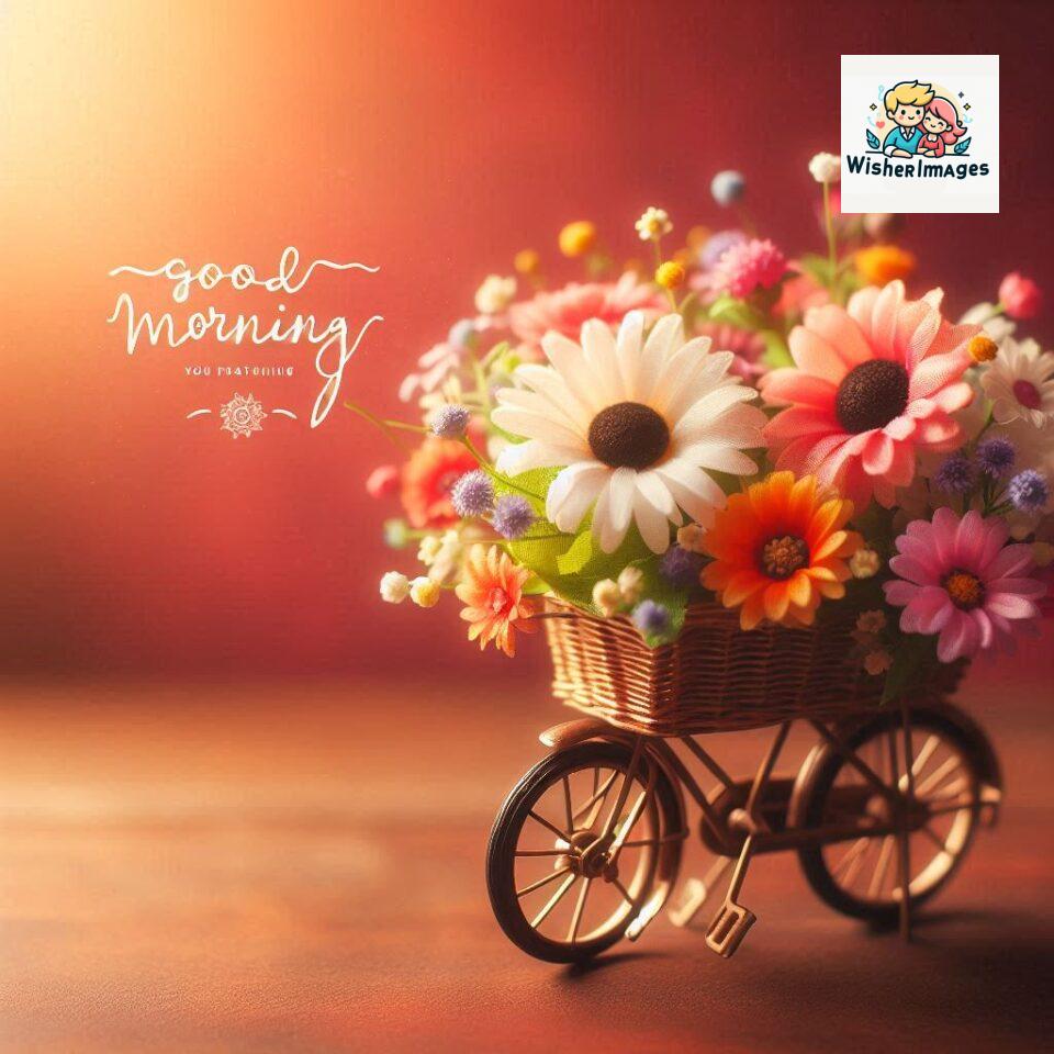 free good morning images for whatsapp miniature bicycle with flowers good morning sunrise jpg ()