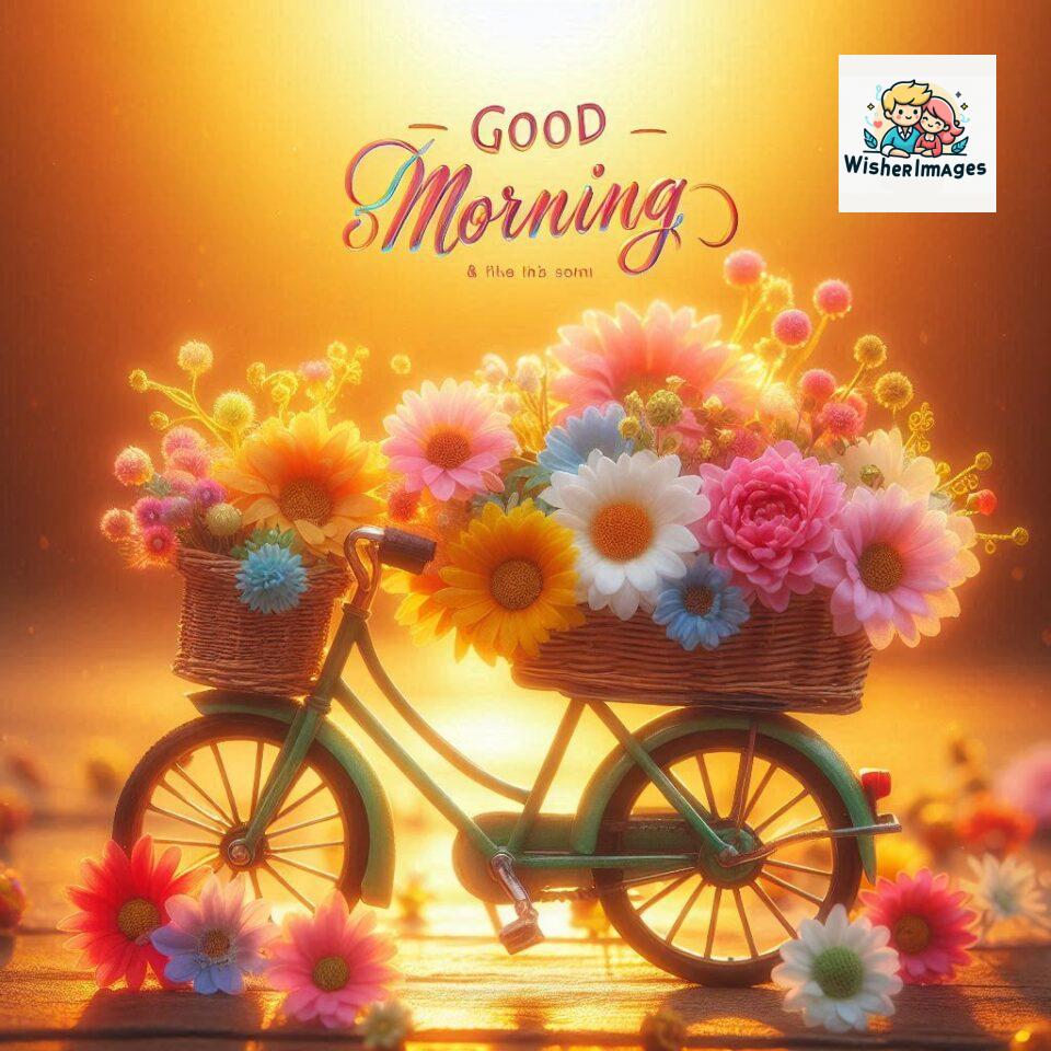 free good morning images for whatsapp miniature bicycle with flowers good morning sunrise jpg ()