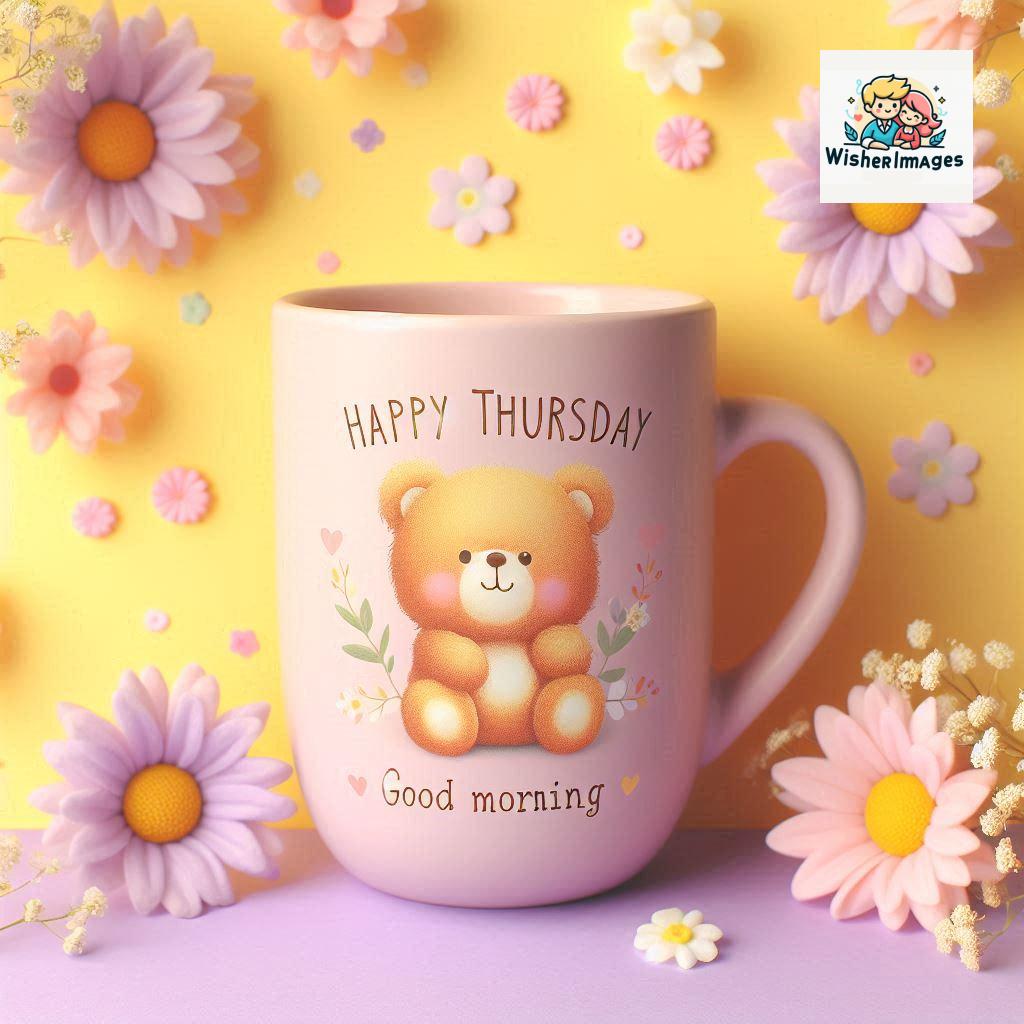 happy thursday good morning images for whatsapp in english thursday good morning images with cup flowers ()