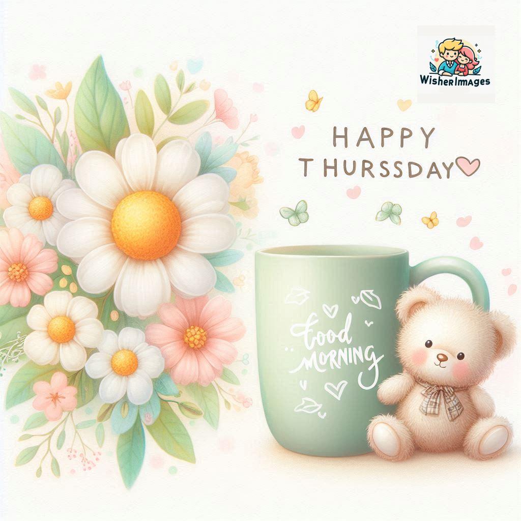 happy thursday good morning images for whatsapp in english thursday good morning images with cup flowers ()