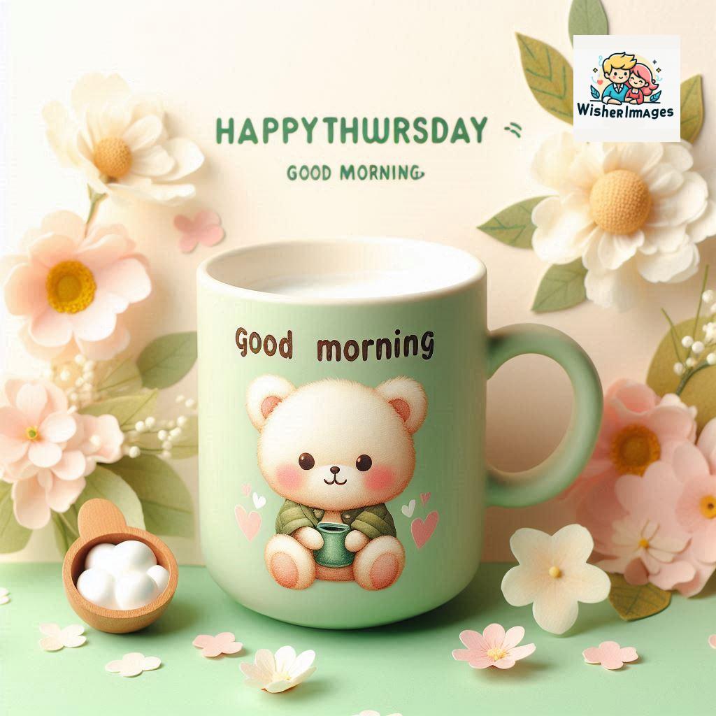 happy thursday good morning images for whatsapp in english thursday good morning images with cup flowers ()