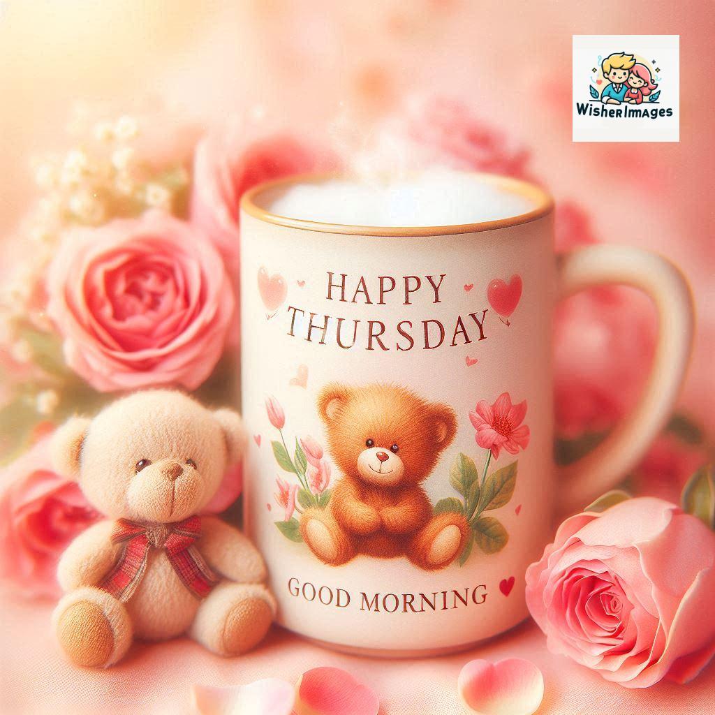 happy thursday good morning images for whatsapp in english thursday good morning images with cup flowers ()